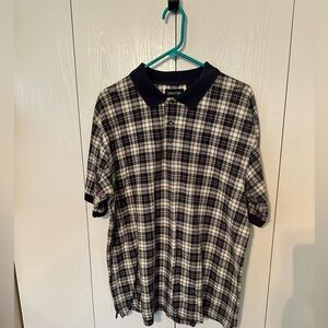 Career Club Navy and White Plaid Polo Shirt